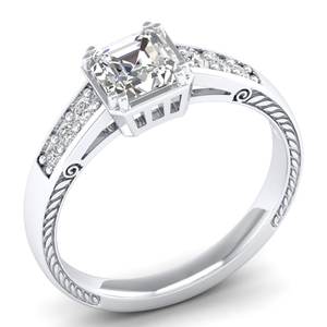 แหวนแต่งงาน REYES ดีไซน์ทันสมัย ทำจากเงินแท้ 925 ประดับด้วยมอสซาไนต์ สำหรับผู้หญิง ชุบทองคำขาว 14K ของขวัญวันครบรอบ - Product Image 2