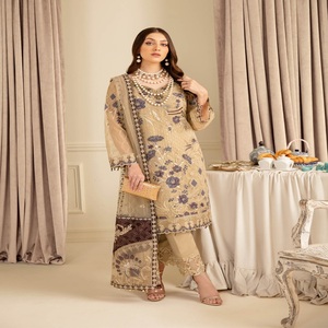 Ramsha Vol M-7 Long Maxi Frock Embroidered Organza Three Piece Punjabi Suits for Women <b>Eid</b> <b>Dresses</b> Heavy Party Wear - Product Image 4