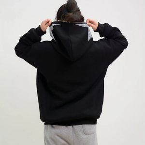 Men's Oversized <b>Zip</b>-<b>Up</b> <b>Hoodie</b> <b>Black</b> Glitter Star Print Fleece Hooded Sweatshirt Regular Fit Autumn Wear - Product Image 2