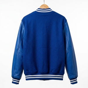 Chaqueta Varsity Azul para Hombre Dumela, Estilo Preppy, Parche Bordado, Cierre de Botones Frontales, Corte Regular, Ropa de Abrigo para Otoño - Product Image 2