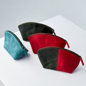 Handy <b>Travel</b> Waterproof Genuine Leather High Quality Cosmetic <b>Bag</b> <b>Small</b> Compact Vintage Style Pouch Makeup Bridesmaid Gift - Product Image 5