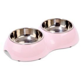 Support élégant surélevé pour gamelles de animaux avec deux bols en acier inoxydable et cadre métallique décoratif pour chiens et chats - Product Image 4