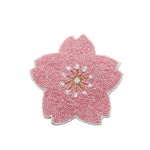 Vintage Beaded Embroidery Handmade Tea <b>Cup</b> Coasters Luxury Seed Beads Embroidered Cocktail Glass Coaster - Product Image 4