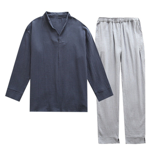 <b>Mens</b> Button Front <b>Pajama</b> <b>Set</b> Premium Soft Sleepwear Long Pants Night Clothing Comfortable Home Lounge Outfit Breathable - Product Image 1