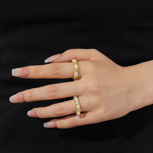 Unisex 18K Solid <b>Gold</b> Rhodium Plated Yellow <b>Opal</b> Gemstone <b>Ring</b> Prong Setting IGI Certified Classic Everyday Wear - Product Image 1