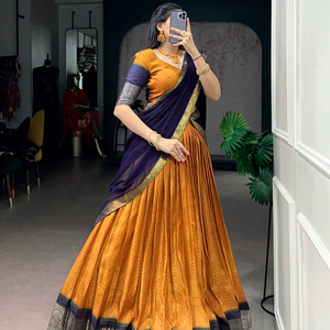 Lehenga Choli de Diseños Tradicionales Indios de Alta Calidad para Mujer con Tejido Zari y Bordado de Encaje a Bajo Precio - Product Image 5