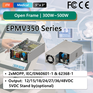 แหล่งจ่ายไฟแบบ Open Frame 300W 400W มาตรฐาน IEC60601 2xMOPP 24V สำหรับอุปกรณ์อุตสาหกรรม รุ่น EPM1350D - Product Image 1