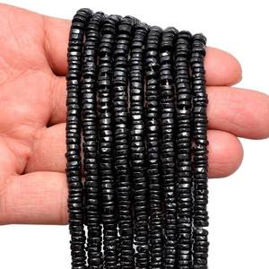 Cuentas de espinela negra natural lisa en forma de neumático Heishi de 6 mm, cuentas sueltas para la fabricación de joyas, hebra de 16 pulgadas, calidad premium. - Product Image 4
