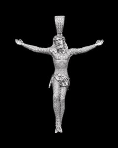 Colgante de Crucifixión de Plata de Ley 925 con Moissanita, Chapado en Oro, Redondo y Brillante, Joyería Hip Hop para Hombre - Product Image 2