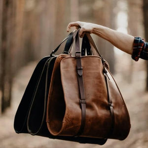 Sac de transport en cuir pour bûches, 100% cuir de vachette véritable, fait main, robuste, vintage, cadeau pour homme - Product Image 3