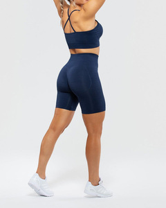 Women Seamless Halter Sports Bra Cut-Out Design High Support Yoga Wear Navy Blue Crew Neck Workout <b>Top</b> Front Logo <b>Plus</b> <b>Size</b> - Product Image 4