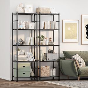 Set di Scaffali Metallici a 2 e 5 Livelli, Organizzatore Salvaspazio per Garage con Piedini Regolabili per un Uso Efficiente dello Spazio - Product Image 2