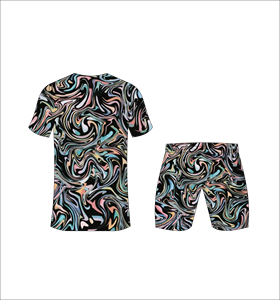 Unisex Sublimated <b>Psychedelic</b> Print T-Shirt and Shorts Set Quick Dry Polyester Summer Sportswear Adult Regular Fit - Product Image 1