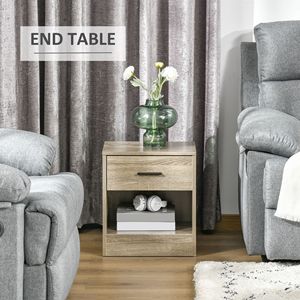 Moderno Grey in grano di legno comodino accento del tavolo con cassetto ripiano inferiore del lato del tavolo per divano soggiorno camera da letto - Product Image 5