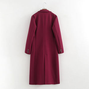 Abrigo de lana elegante para mujer, largo, con cinturón, para invierno, a prueba de viento, de color sólido, con botones al frente. - Product Image 2