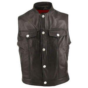 VIBE SEWN <b>Men's</b> Genuine Cowhide <b>Leather</b> Sleeveless <b>Vest</b> Zipper Closure Casual Motorcycle Biker Eco-Friendly Breathable Winter - Product Image 5