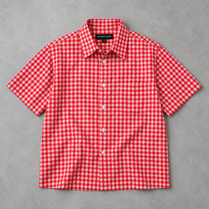 Men's Red White Checkered Gingham <b>Shirt</b> <b>Short</b> <b>Sleeve</b> Casual <b>Button</b> <b>Up</b> Boxy Fit Wholesale Custom - Product Image 6