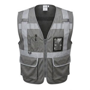 Custom logo Hi Vis Workwear Reflective Safety Vests 100 Polyester Black Construction Vest Without Pocket - Product Image 1