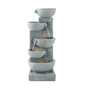 Fontana a Cascata a 5 Livelli a Forma di Ciotola con Illuminazione LED, Altezza 31,5 Pollici, per Esterni, Ideale per Hotel e Palestre - Product Image 1