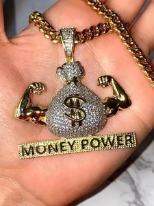 Colgante de Plata de Ley 925 con Letra Personalizada, Estilo Hip Hop, con Incrustaciones de Moissanita VVS, Diseño de Bolsa de Dinero - Product Image 3