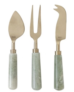 Handmade Collection Cheese Knife Blue Resin Handle Gold Stainless Steel Blade Durable Dishwasher Safe Oven <b>Microwave</b> Safe Cheese - Product Image 3