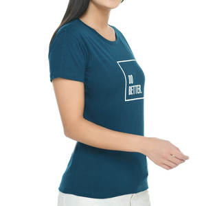 Camiseta de Cuello Redondo Azul Oscuro para Mujer con Estampado "Do Better", Casual, Manga Corta, 100% Algodón Jersey - Product Image 3