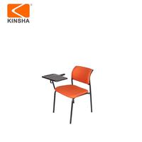 Chaise de bureau multifonctionnelle KINSHA en tissu orange, structure métallique, accoudoirs fixes, empilable, design moderne, pour la maison, le bureau, l'école