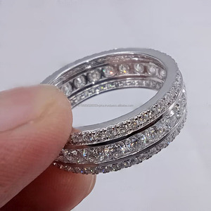 Cut Men's Moissanite Engagement Cluster Band <b>Ring</b> 925 Sterling <b>Silver</b> <b>Eternity</b> Band Rhodium Plated Iced Out Hip Hop Jewelry - Product Image 2