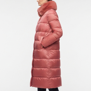 Abrigo largo acolchado de invierno para mujer con cuello de piel, grueso y cálido, de moda - Product Image 2
