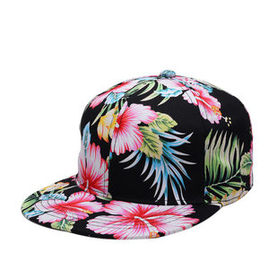 Casquette Snapback à imprimé floral unisexe, décontractée, pour la plage, printemps-été, 56-58 cm, respirante, en polyester, à visière plate - Product Image 1