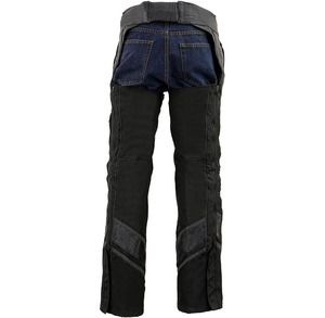 Samroz Sports <b>Men's</b> Black Vented Textile <b>Chaps</b> with <b>Leather</b> Trim - Product Image 4