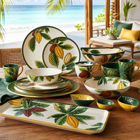 Collection d'assiettes, bols et tasses pour pique-nique en plein air, vaisselle légère et réutilisable pour patio, camping, caravane, restauration, ensemble de vaisselle en mélamine