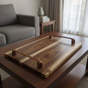 Solid Wood Serving Tray with Handles – Premium <b>Walnut</b> Wooden Food Tray for Kitchen, <b>Coffee</b> <b>Table</b> & Home Decor - Product Image 1
