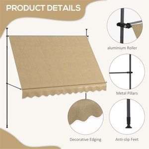 Tenda da Sole Estensibile in Lega di Alluminio per Balcone/Patio con Tettoia per Protezione dalla Pioggia - Funzionamento Manuale, Finitura Rivestita - Product Image 3