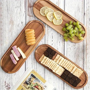 Plateau de service en bois moderne, élégant plateau en bois naturel pour table basse, organisateur de cuisine et décoration intérieure, plateau en bois design - Product Image 3