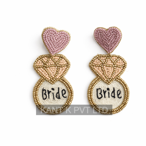 Pendientes de Joyería Bohemios para Novia, con Cuentas Redondas de Cristal y Bordado, para el Día de la Boda - Product Image 3