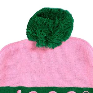 Women Pink Green Pom Pom Beanie Hat Embroidered Letter Design Warm Knit <b>Winter</b> <b>Cap</b> Casual Fashion Accessory Outdoor Wear Stylish - Product Image 2