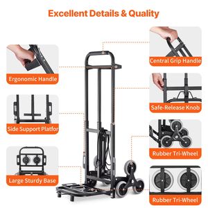 Carrello Saliscale Pieghevole per Carichi Pesanti da 208 kg (460 libbre) con 6 Ruote e Doppia Maniglia, Carriola in Ferro per Traslochi - Product Image 6