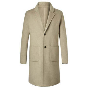 Manteau long en laine pour homme moderne, élégant et chaud, coupe ajustée, idéal pour l'hiver - Product Image 1