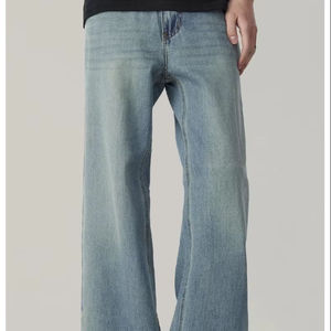 Men's Women's <b>Light</b> Multiple Color Loose Fit Denim Jeans Casual Washed Wide Leg Style Summer Wear Denim Jacket Pant Baggy Styles - Product Image 2