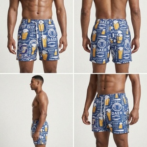 GoalSports Pantalones cortos de baño casuales para hombre con estampado de cerveza artesanal azul, de secado rápido y con cordón ajustable - Product Image 3