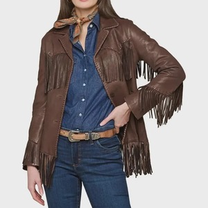 Oem Wholesale New Fashionable Women's Sheep Skin Leather Fringe Knitted Winter <b>Heated</b> <b>Jackets</b> Plus Size - Product Image 1