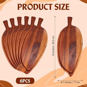 Bandeja de Servir en Forma de Hoja de Madera de Acacia de Alta Calidad para Comida, Carne, Pasta, Bocadillos, Bandeja Rústica para Servir, Vajilla al por Mayor - Product Image 3