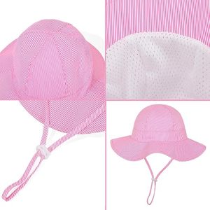 หมวกบักเก็ตยีนส์ลายทางสีชมพูแบบ unisex พร้อมโบว์ สายรัดคางปรับได้ สำหรับผู้ใหญ่ ใส่ได้ทุกฤดู เหมาะสำหรับใส่ไปชายหาดหรือใส่ลำลอง - Product Image 5