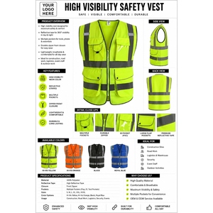 Gilet de sécurité réfléchissant haute visibilité personnalisé ANSI Classe 2, imperméable, multi-poches, pour la construction et la circulation - Product Image 4