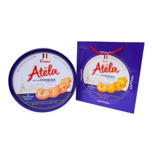 Venta al por mayor buen precio galletas de mantequilla 320g dulce sabor caja de lata azul - Product Image 3