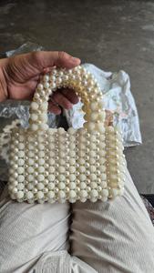 Bolso de Mano de Lujo Clásico Informal de Moda con Cuentas de Perlas Acrílicas para Mujer, Bolso de Hombro Hecho a Mano para Fiesta de Noche, Boda, Novia - Product Image 3