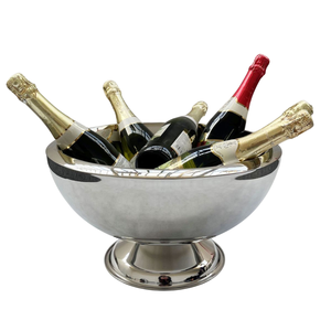 Cubo de hielo metálico plateado al por mayor para champán, vino y bebidas, ideal para bares, hoteles, restaurantes y eventos. - Product Image 6