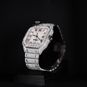 นาฬิกาข้อมือผู้ชายหรูหรา ประดับเพชรทรงเหลี่ยม สายสแตนเลส หน้าปัดสีขาว ตัวเลขโรมัน ระบบออโตเมติก เหมาะสำหรับใช้ในชีวิตประจำวัน - Product Image 3
