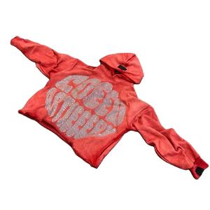 Sweat à capuche en coton avec strass Streetwear Poids lourd pour hommes Fabricant de cordes Sweat à capuche personnalisé avec impression numérique avec strass pour hommes - Product Image 2